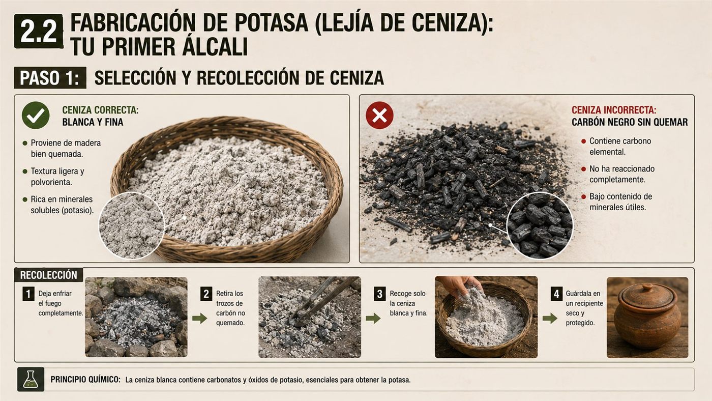 Fabricación de potasa a partir de ceniza